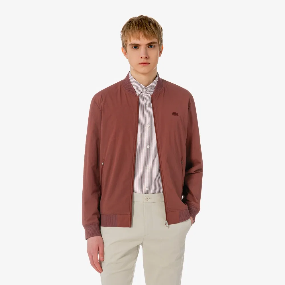 Мужская летняя куртка-бомбер Lacoste коричневая — фото 4