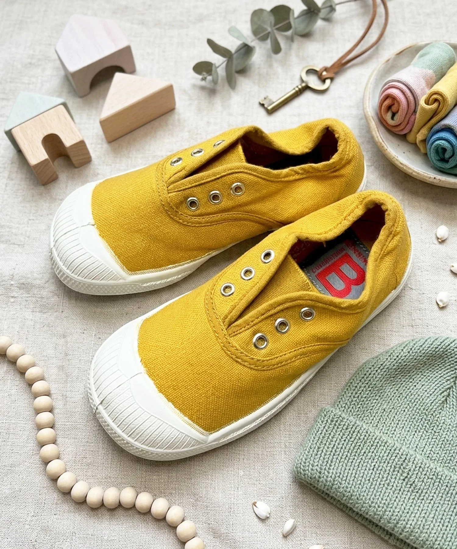Детские кеды из канваса Bensimon Elly Enfant горчичные