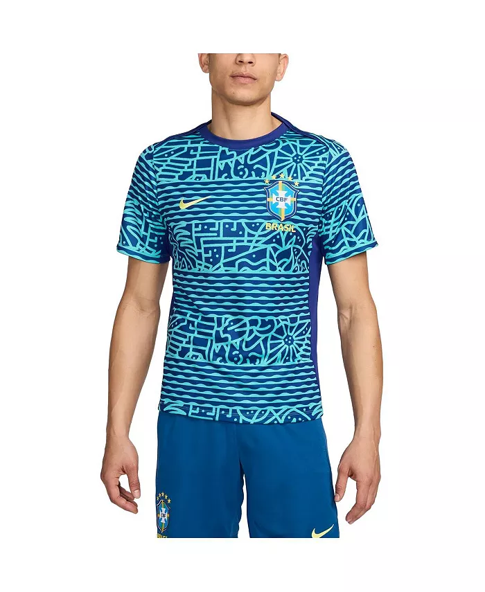 

Мужская синяя футболка Brazil National Team 2024 Academy Pro Pre-Match Top Nike