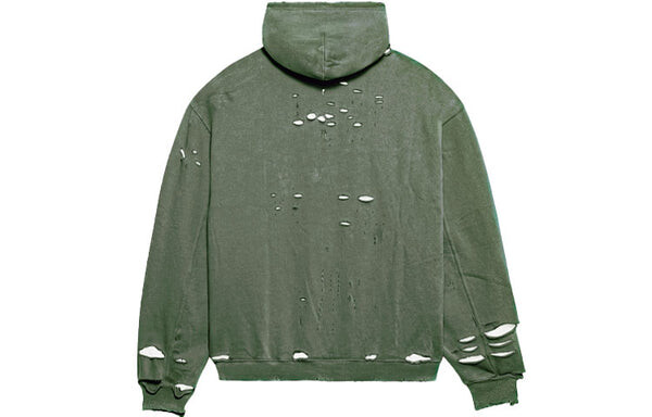 Толстовка caps destroyed hoodie 'green' Balenciaga, зеленый — фото 2