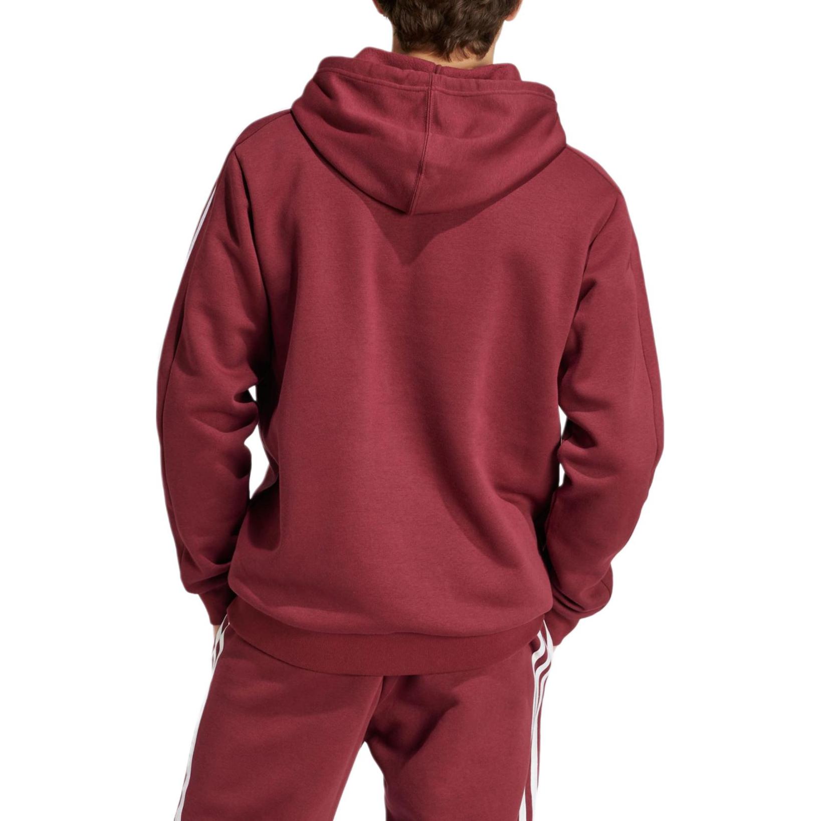 ESSENTIALS FLEECE Толстовка с тремя полосками Мужская Темно-красная Adidas — фото 4
