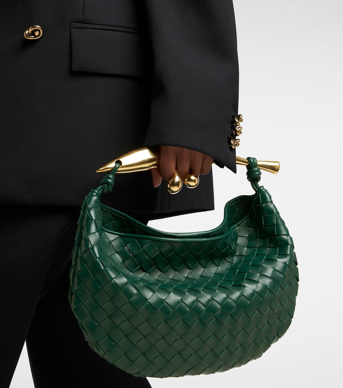 Маленькая кожаная сумка через плечо sardine Bottega Veneta, зеленый — фото 2