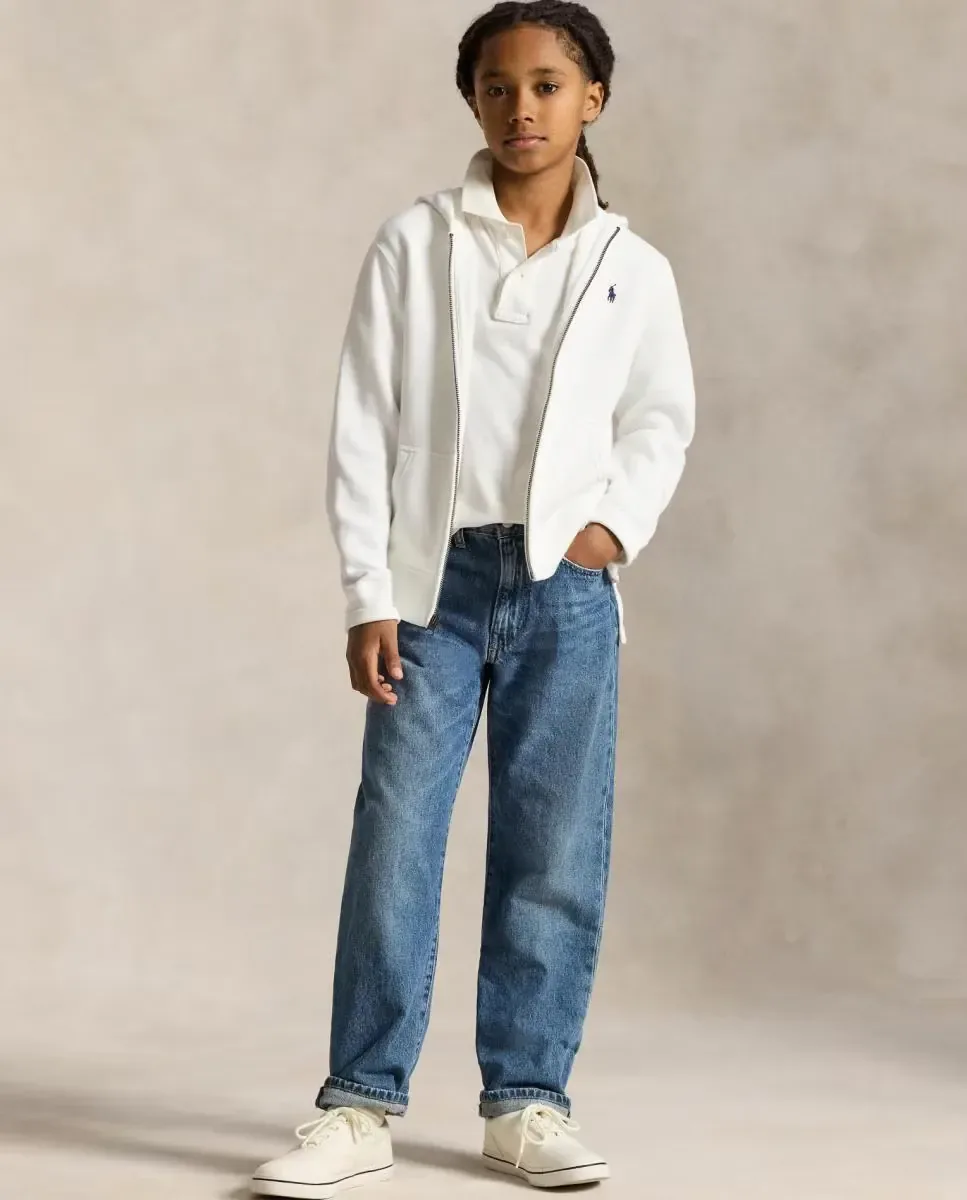 Унисекс толстовка с капюшоном из флиса на молнии Polo Ralph Lauren, белый — фото 3