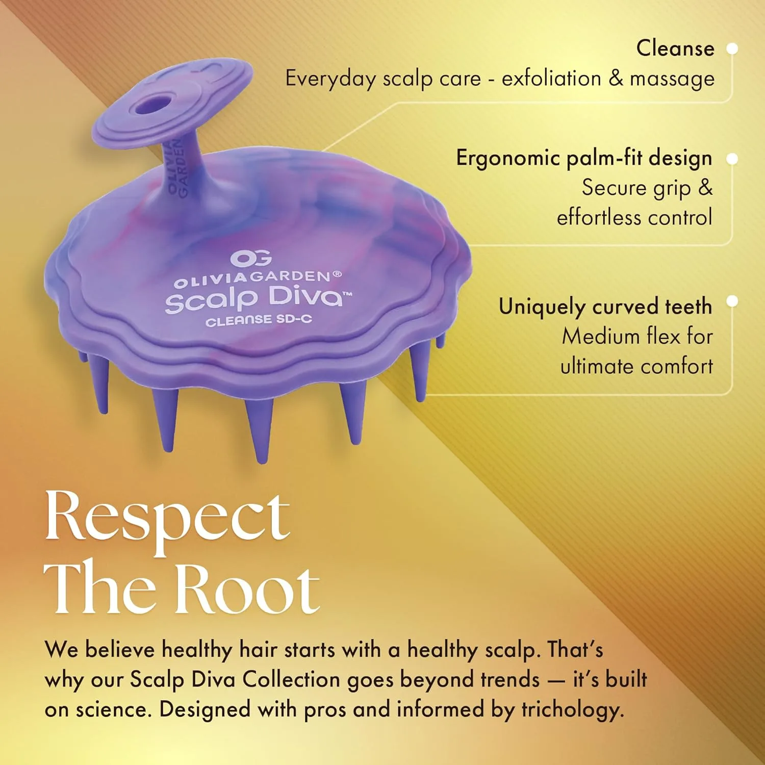 Olivia Garden Scalp Diva щетка для ухода за кожей головы - здоровые волосы начинаются со здоровой кожи головы - помогает в отшелушивании, очищении и массаже - профессиональный инструмент для ухода за волосами любой длины — фото 4