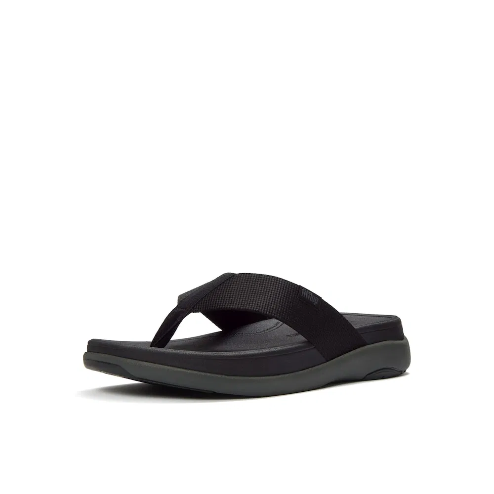 Мужские чёрные сандалии F-Mode Go Textured Webbing Toe Post от Fitflop — фото 3