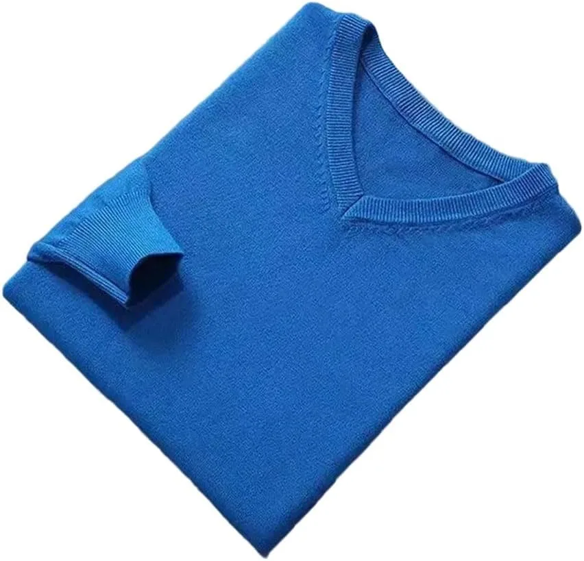 

Мужской свитер-пуловер с V-образным вырезом из кашемировой смеси REHJJDFD