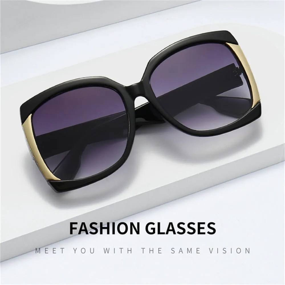 

Солнцезащитные очки для женщин в стиле ретро, ​​винтаж, большие солнцезащитные очки с градиентным переходом цвета, женские солнцезащитные очки HDUBFY, Black Gray