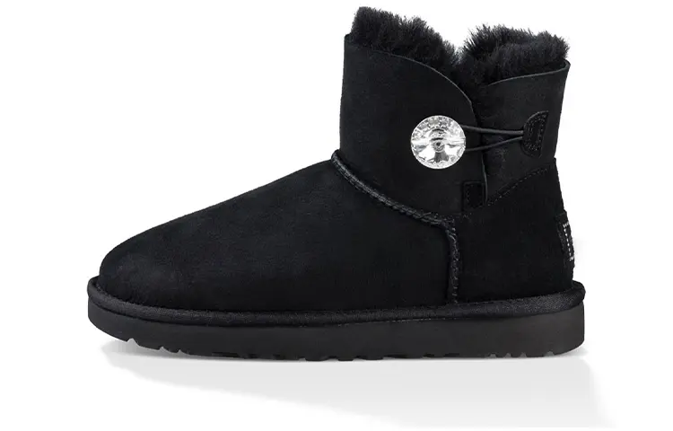 Угги женские UGG Mini Bailey Button Bling, черный / белый