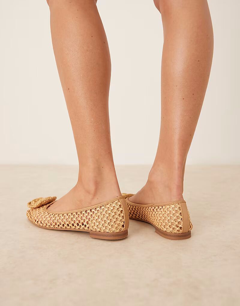 ASOS DESIGN Балетки из плетеной лилии с цветком, связанным крючком — фото 4