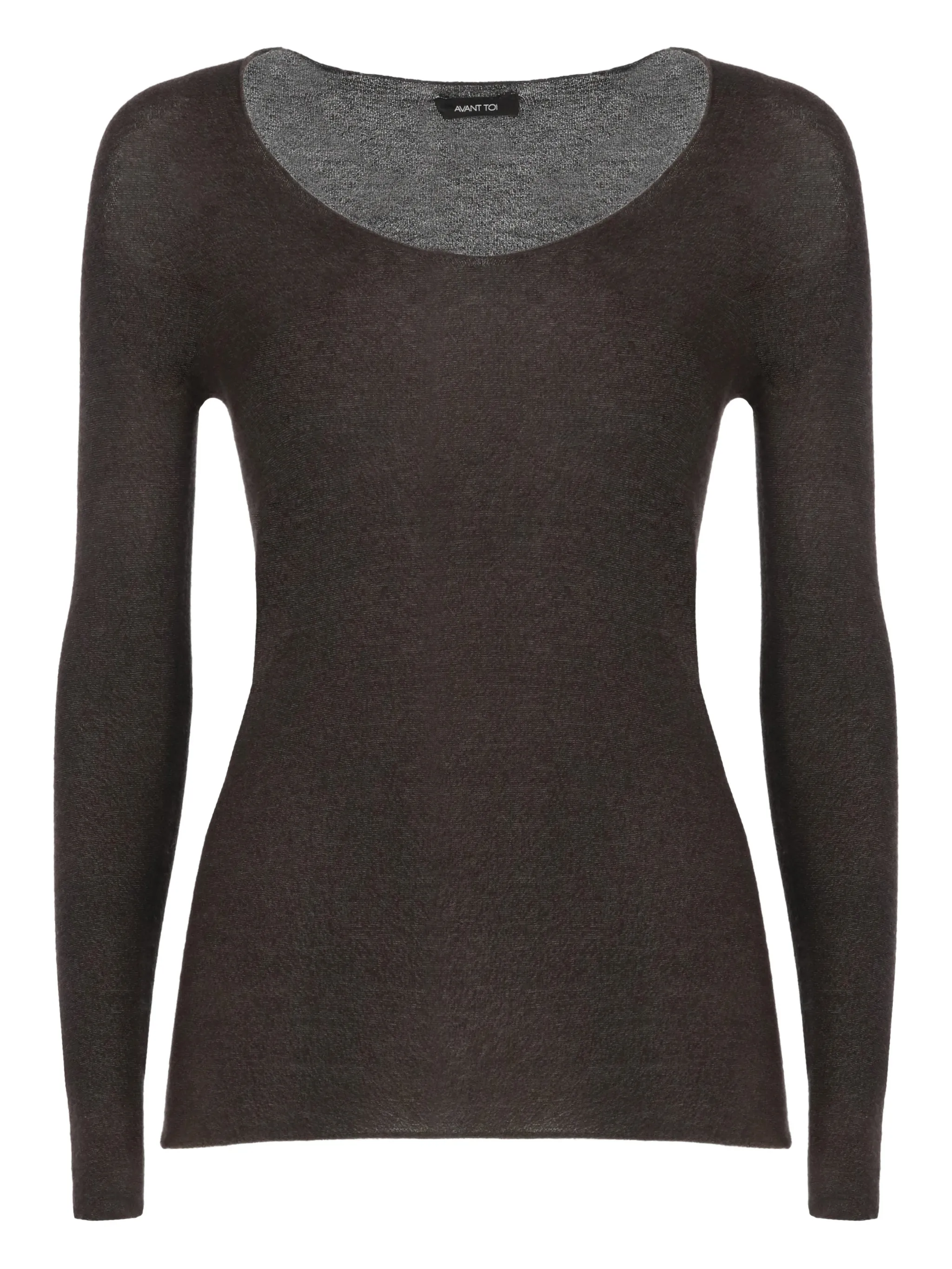 

Топ с круглым вырезом и длинными рукавами Avant Toi, коричневый