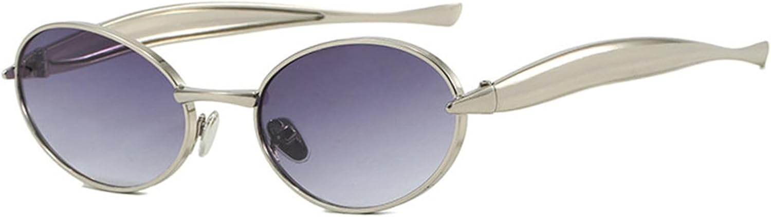 

Солнцезащитные очки COTIA овальной формы для женщин и мужчин, классический стиль, маленькая овальная металлическая оправа, стиль панк, для активного отдыха на природе, Silver Grey