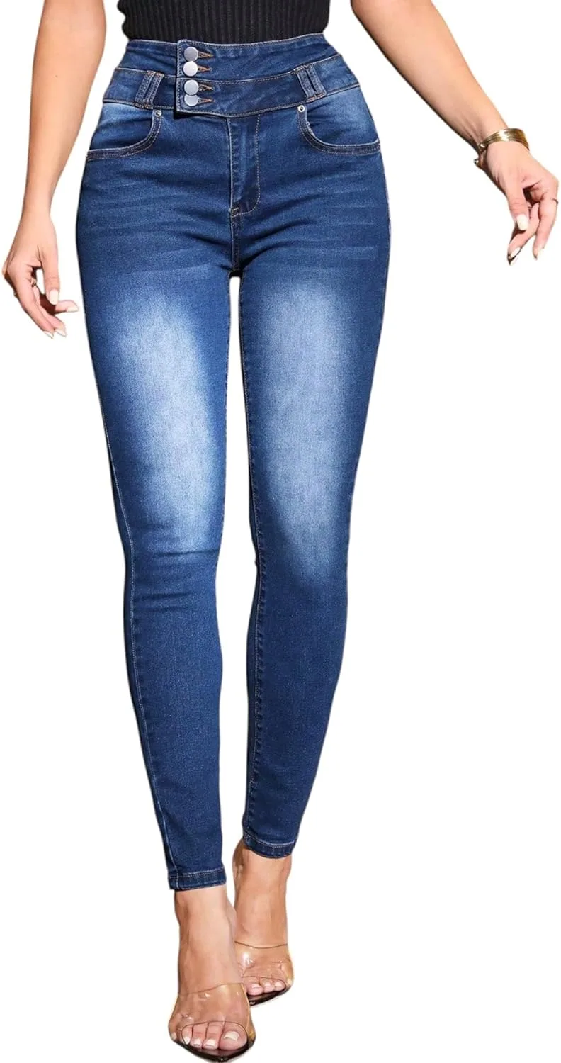 

Женские джинсы с высокой посадкой и застежкой на пуговицах CFNZER