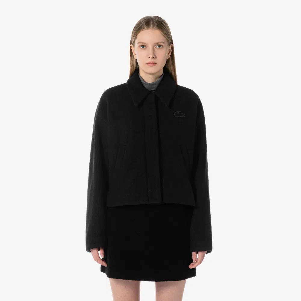 Жакет Lacoste Укороченный Шерстяной, Черный