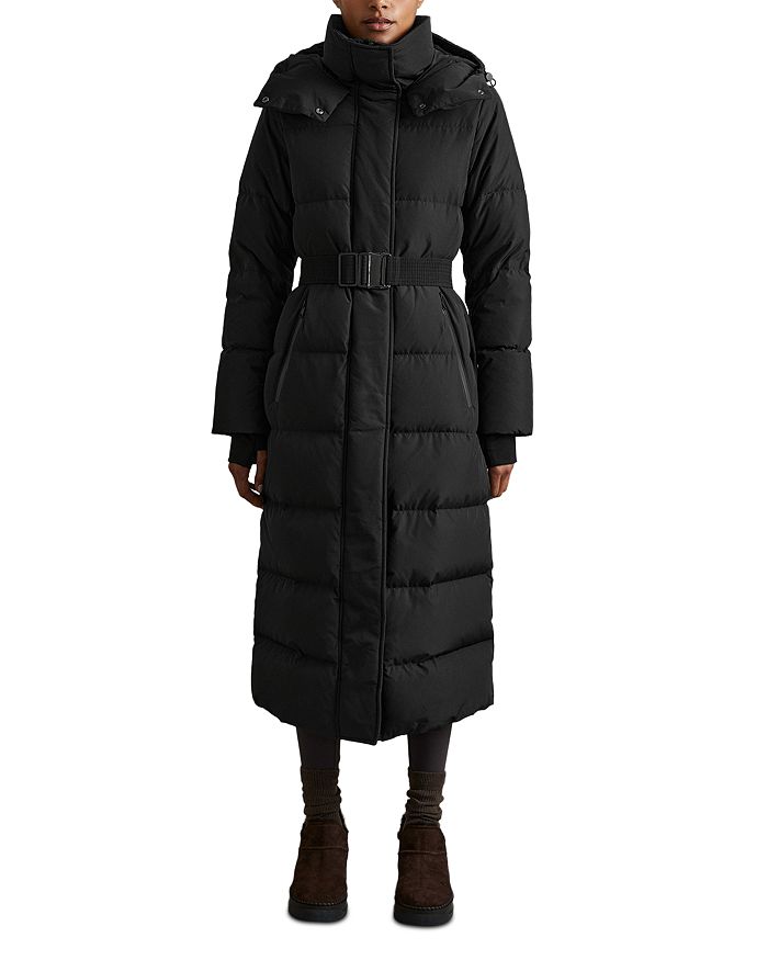 

Длинное стеганое пальто REISS Petite Dalby, черный
