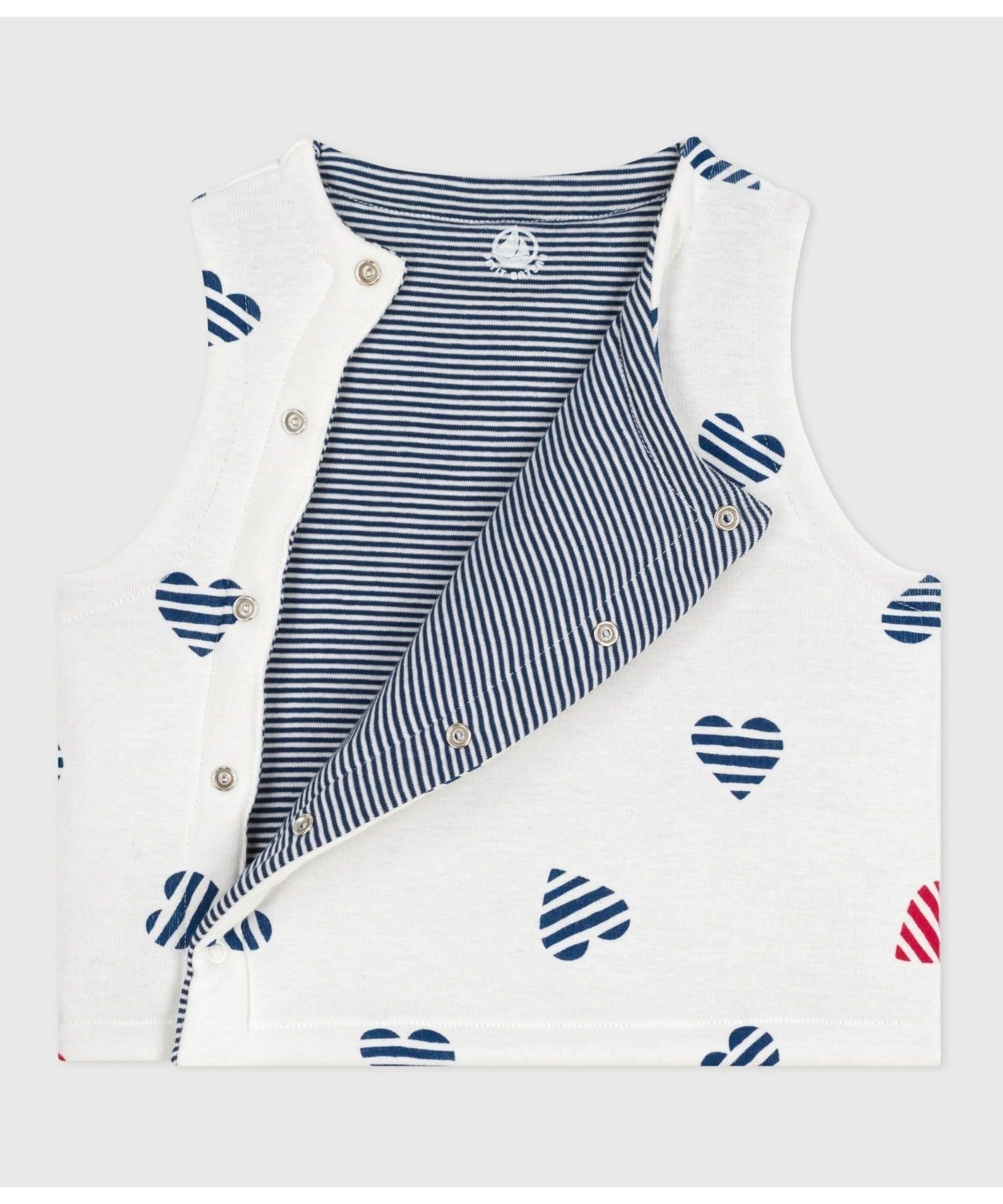 Двусторонний жилет Petit Bateau, Off-white/Red — фото 2