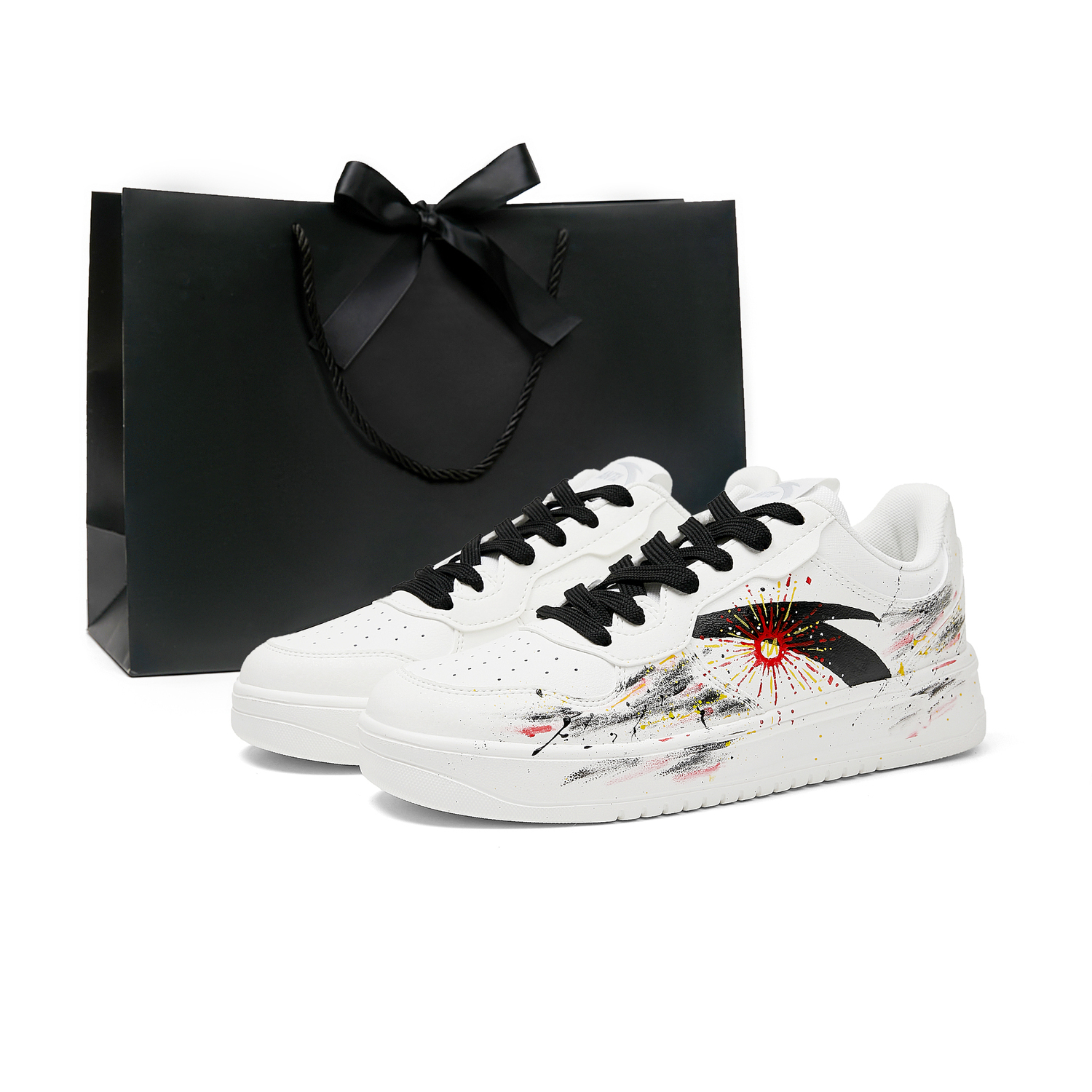 

Легкие нескользящие амортизирующие низкие кроссовки для скейтбординга мужские ANTA, черный красный (with gift bag)