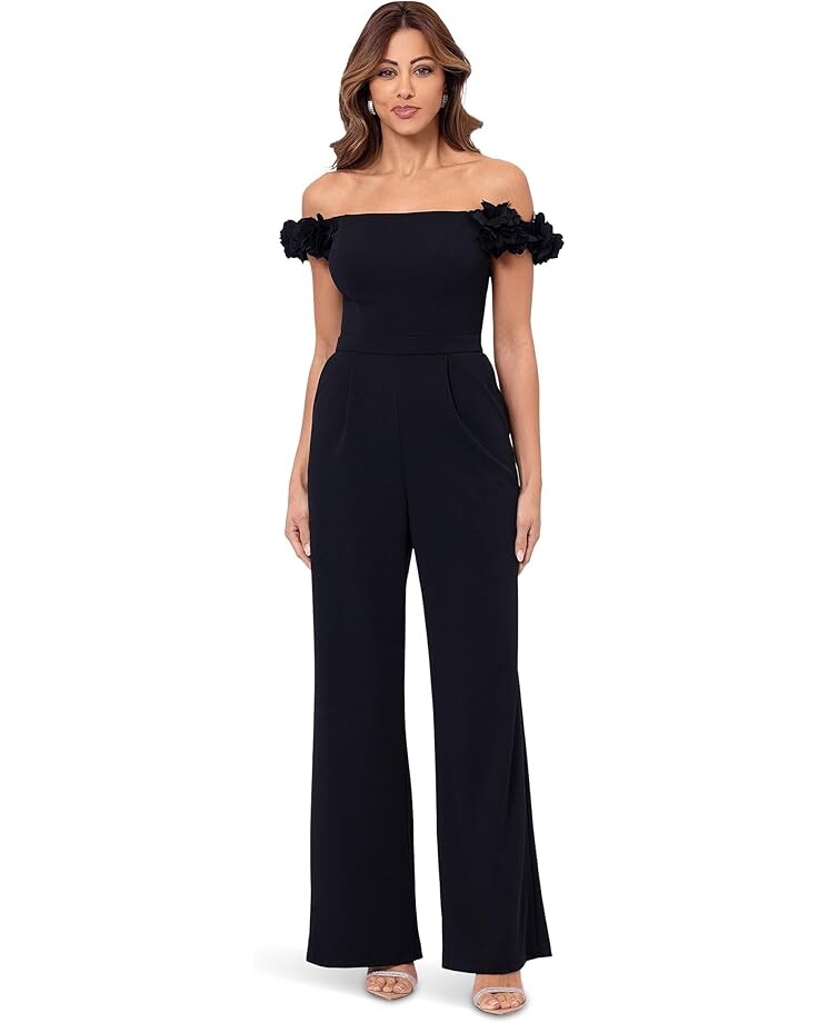 

Комбинезон XSCAPE Long Scuba Crepe One Shoulder Jumpsuit, черный