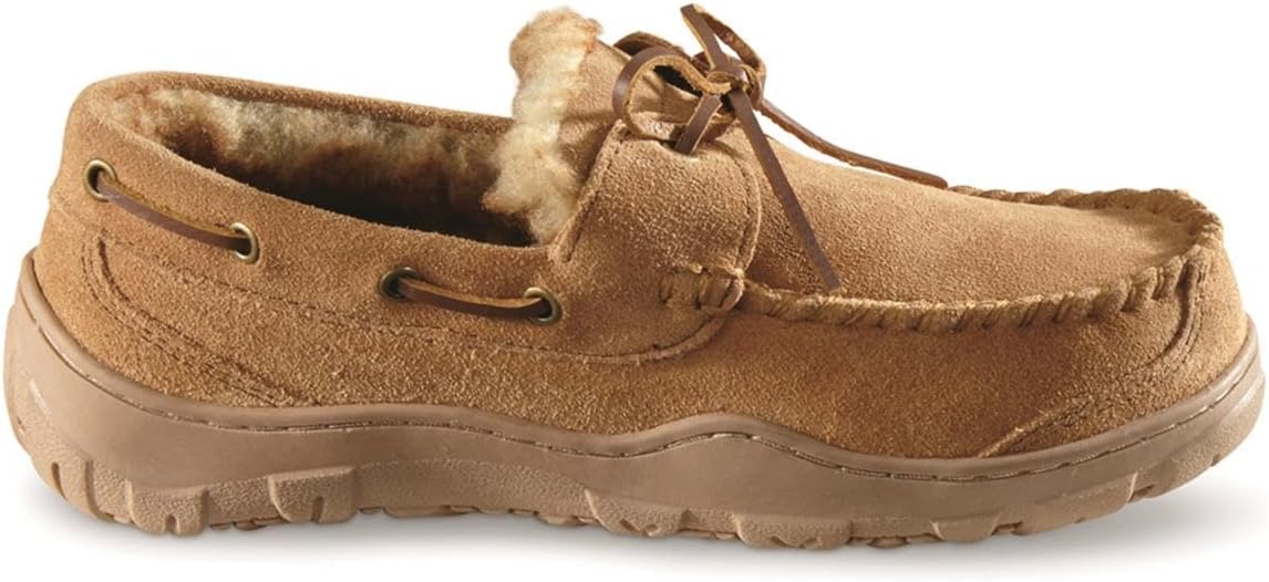 Мокасины из замшевой кожи Guide Gear для мужчин, домашние тапочки для спальни, обувь для дома и улицы, Cinnamon — фото 3