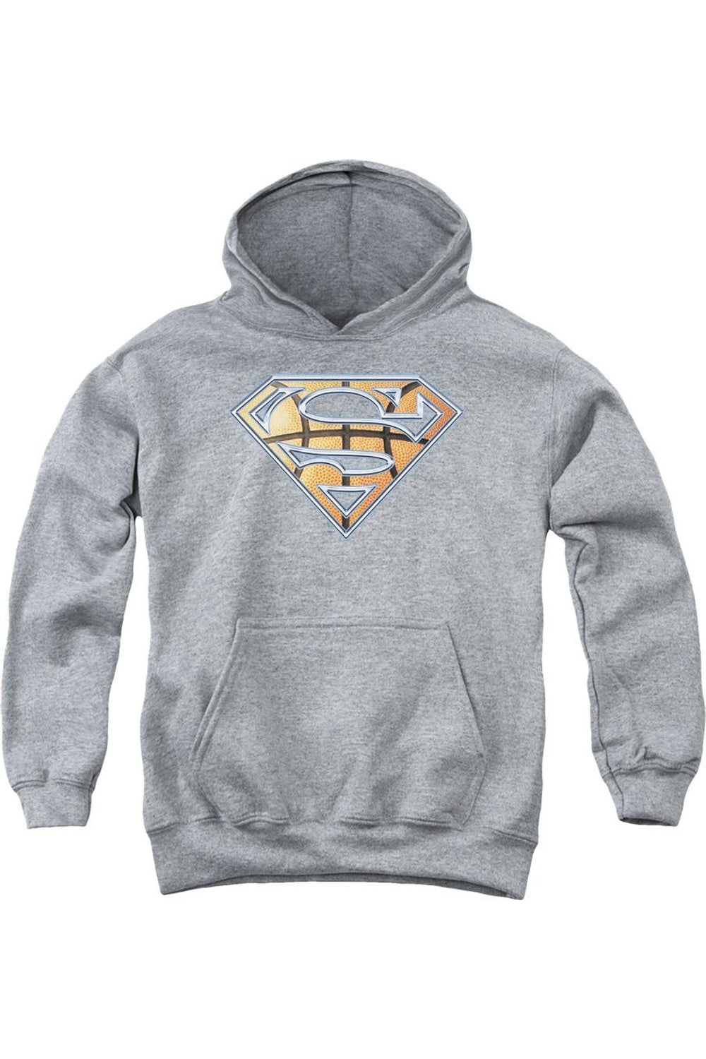 

Детская толстовка с капюшоном Superman Basketball Shield Gildan, Athletic Heather