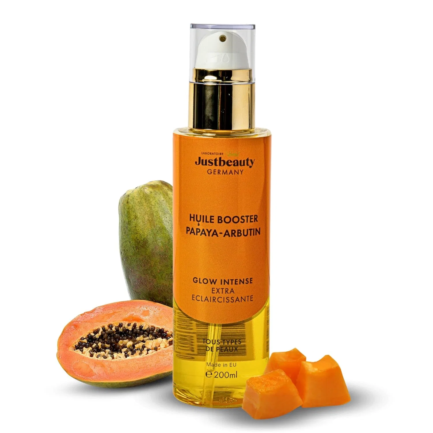 Масло для лица и тела HUILE BOOSTER PERLE RARE PAPAYA - ARBUTIN, 200 мл Laboratoire Justbeauty Germany