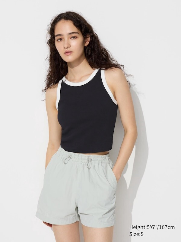 

Укороченный топ-бюстгальтер без рукавов в рубчик ringer Uniqlo, черный