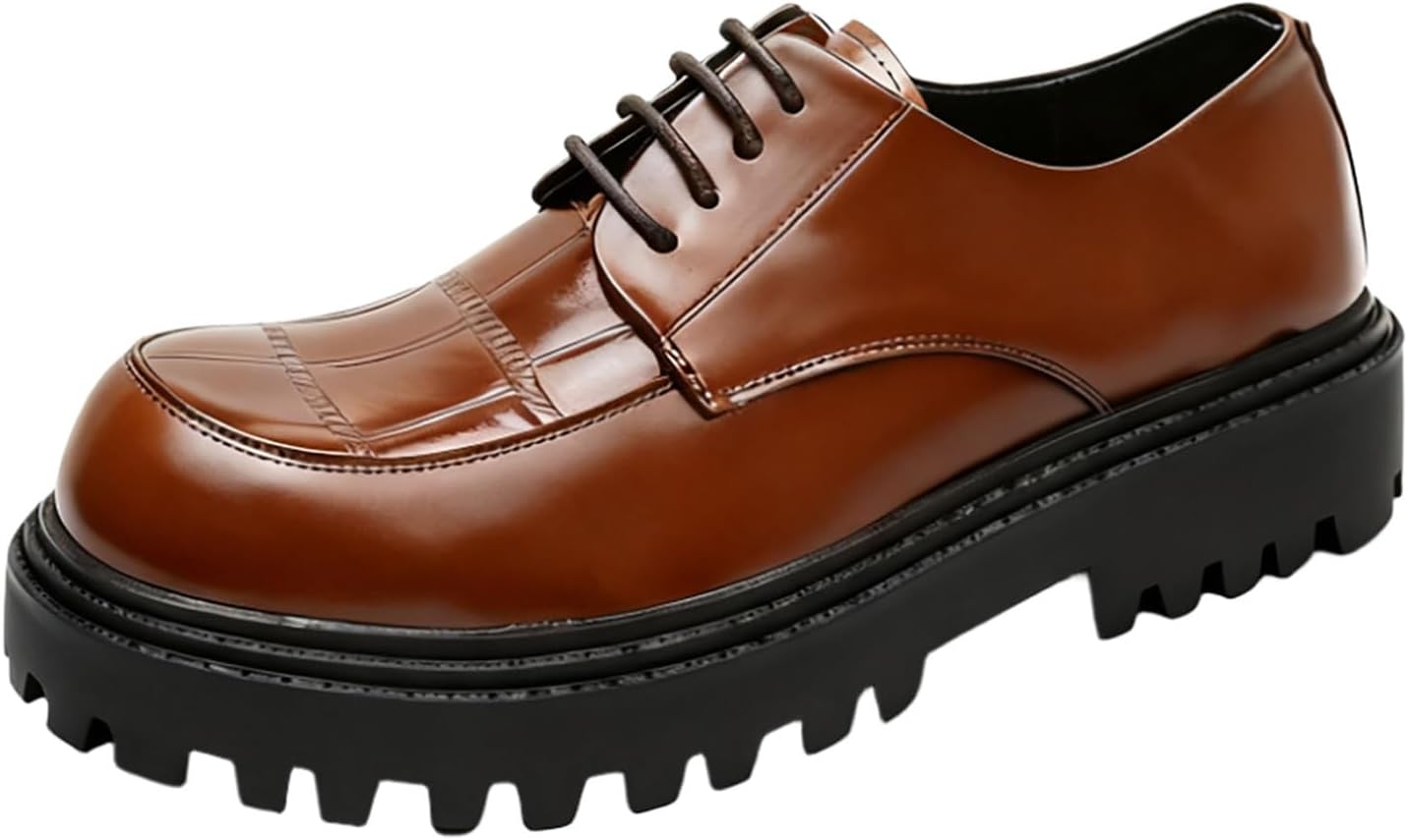 

Мужские классические оксфорды на платформе из лакированной кожи с тиснением под крокодила, со шнуровкой, с удобным круглым носком Nxnbhsl, коричневый