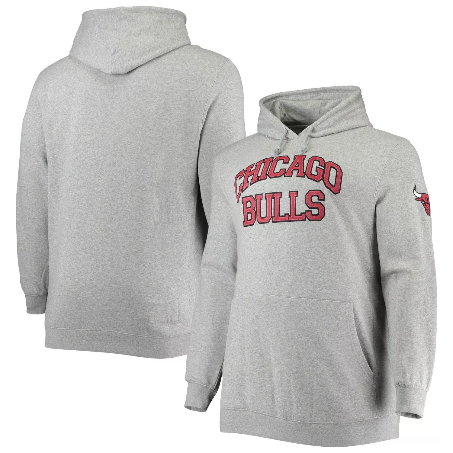 

Мужская толстовка с капюшоном Mitchell & Ness Heathered Grey Chicago Bulls Hardwood Classics Big & Tall Throwback