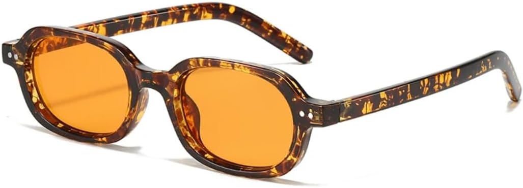 

Модные маленькие овальные женские солнцезащитные очки в стиле ретро с заклепками, мужские солнцезащитные очки с градиентным переходом цвета, защита от УФ-излучения UV400, панк UUPTTPL, Leopard Orange