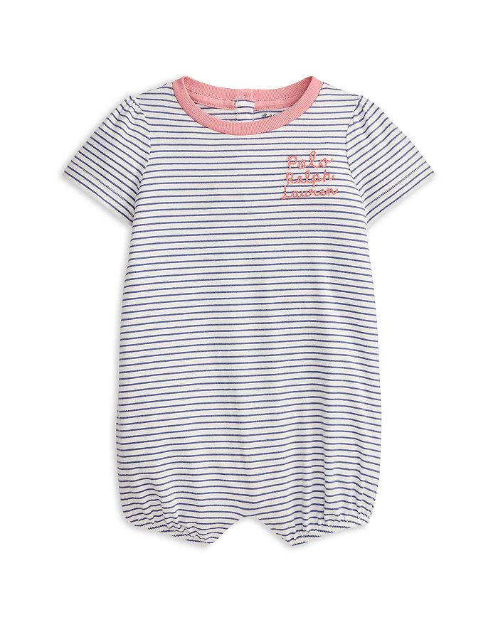 

Поло для девочек с логотипом, хлопковый джерси, шорты-комбинезон - Baby Ralph Lauren, синий