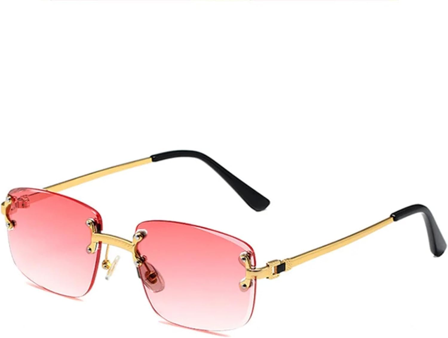 

Винтажные солнцезащитные очки без оправы с металлическими заклепками для женщин и мужчин в стиле панк, роскошные, с градиентным затемнением и защитой от УФ-излучения UV400 TYUVIVO, Peach Red