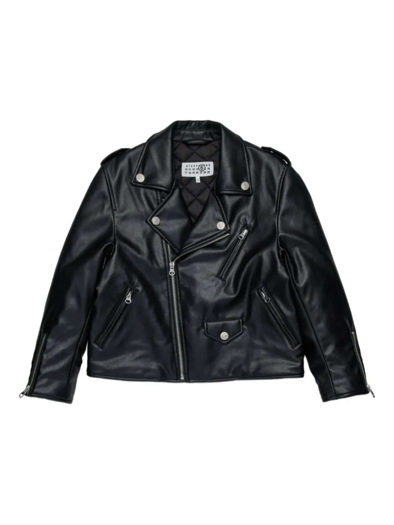 

MM6 Maison Margiela Kids байкерская куртка с декоративной строчкой, черный