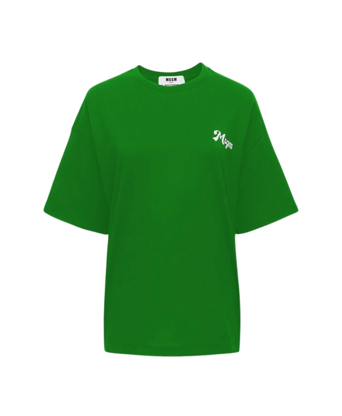 

Зеленая хлопковая футболка для женщин Msgm, зеленый