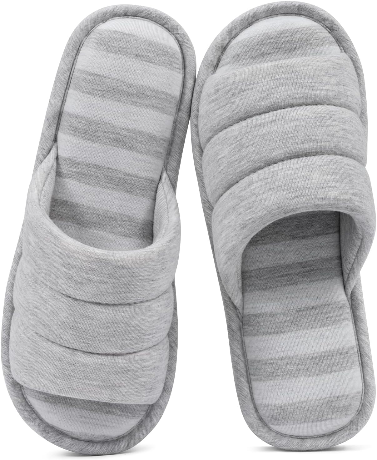 

Домашние тапочки shevalues с открытым носком для женщин и мужчин, мягкие хлопковые, с эффектом памяти, без шнурков, для спальни, серый