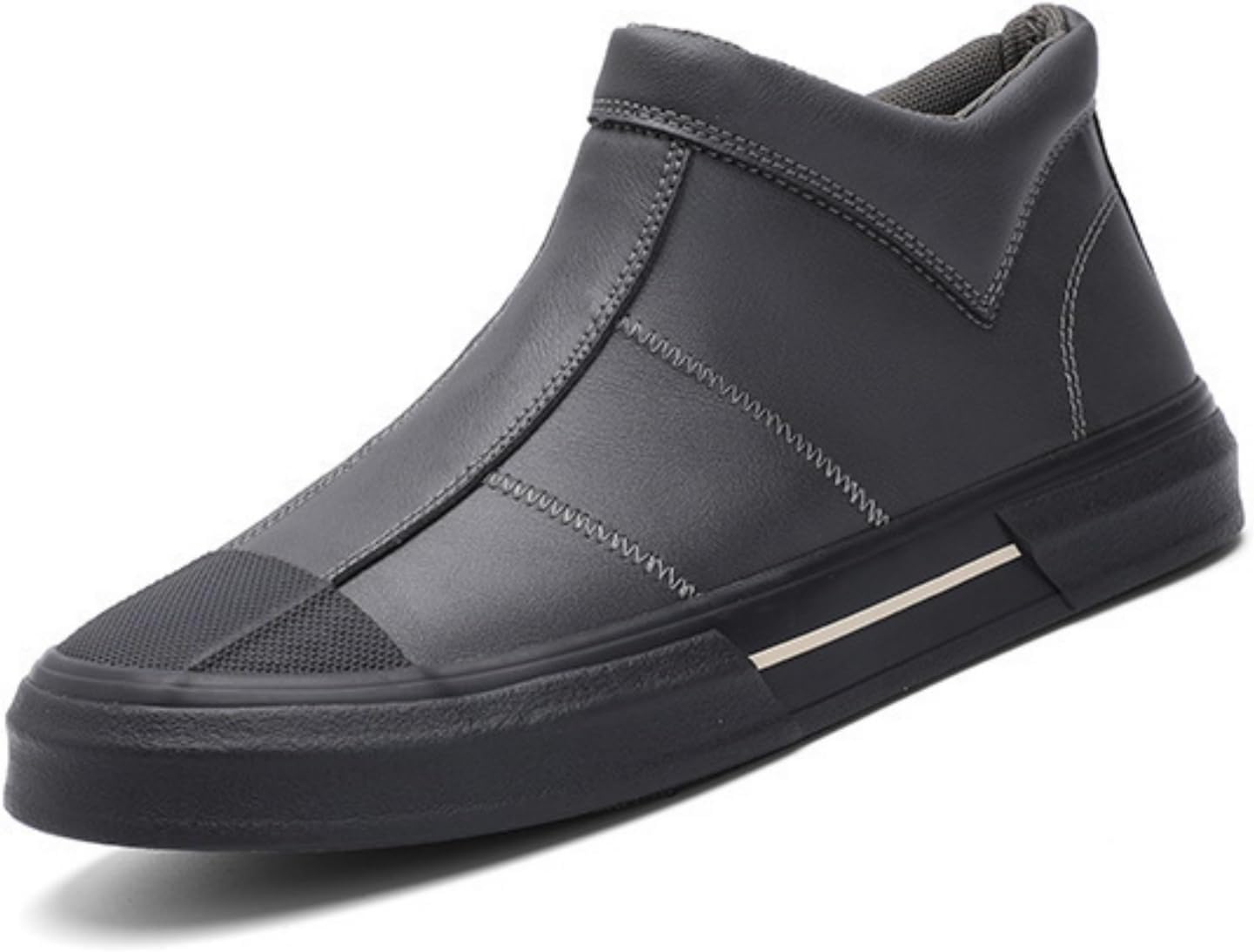 

Мужские итальянские высокие повседневные кожаные короткие ботинки с боковой молнией, водо- и противоскользящие, модного стиля, подходят для деловой носки, ботинки в стиле Челси Houdbdol, серый