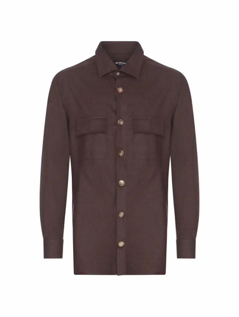 

Шерстяная рубашка Kiton, коричневый