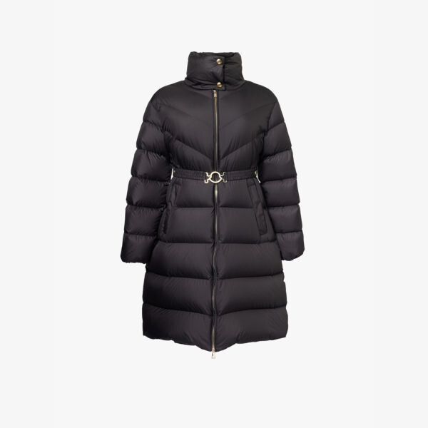 

Длинное пальто-мешок с фирменной нашивкой Brou, стандартного кроя Moncler, черный