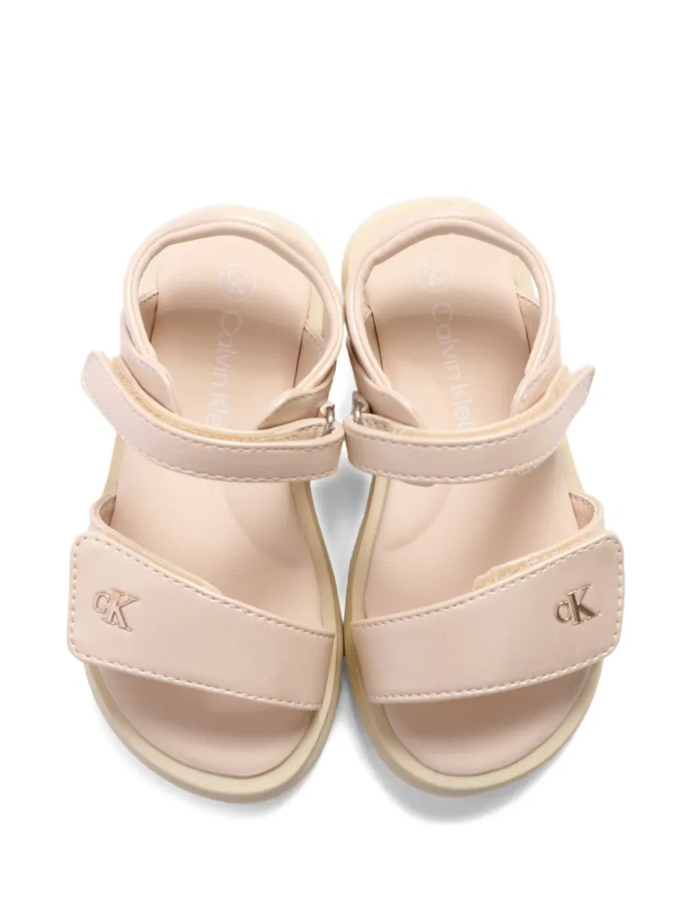 Сандалии с логотипом и надписями Calvin Klein Kids, розовый — фото 4