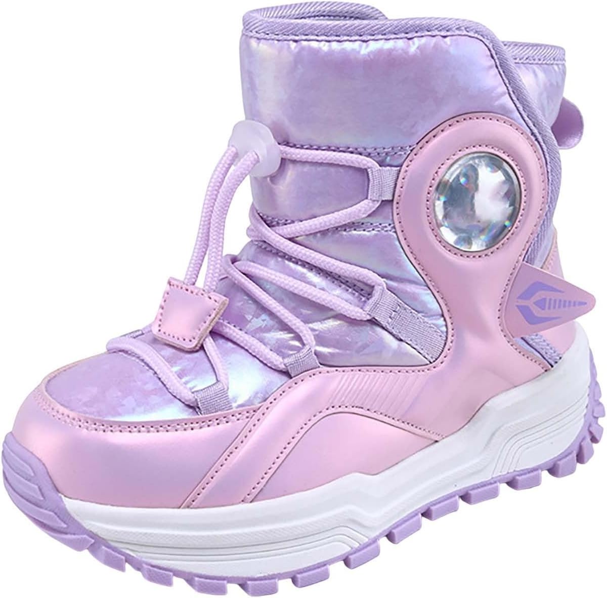 

Мальчики Девочки Регулируемые Сапоги для Снега Зимние Водонепроницаемые Нескользящие Теплые Детские Обувь С Толстой Подошвой Сапожки до Середины Икры Generic, Purple-B