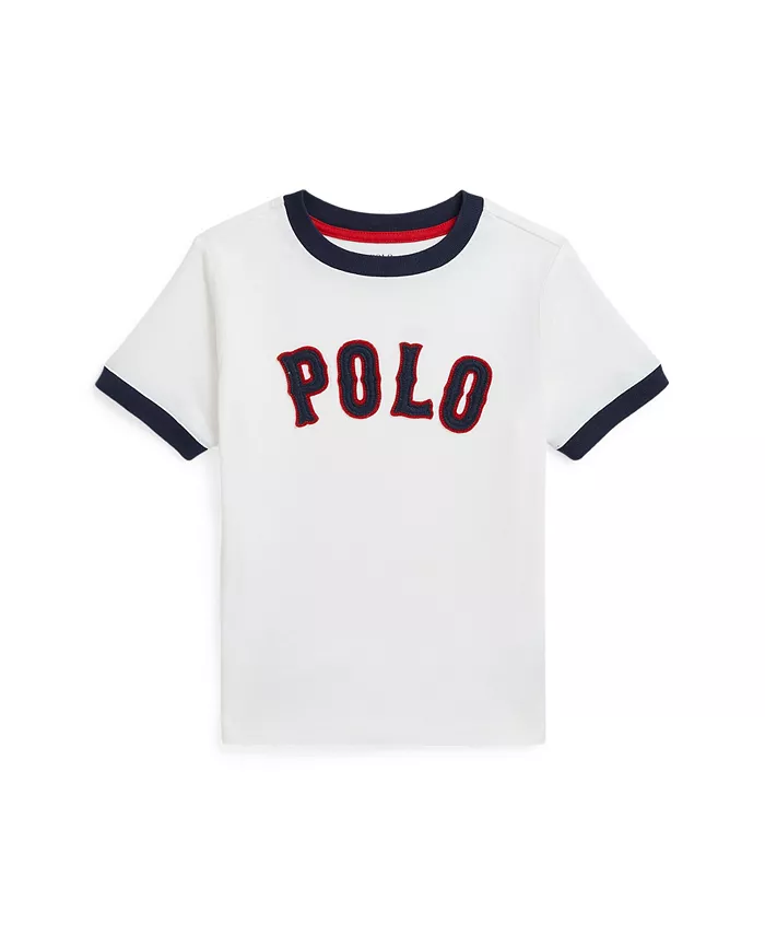 

Футболка хлопковая с бейсбольным принтом для мальчиков Little Boys Baseball Logo Polo Ralph Lauren, белый