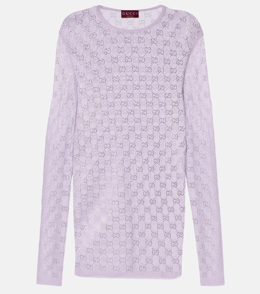 Топ Gucci GG Crystal, с декором из стекла, фиолетовый
