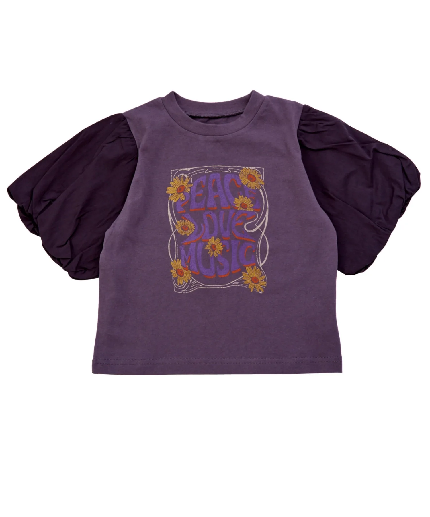 Детская футболка с принтом и рукавами-фонариками Balloon Sleeve T-shirt Ocean&Ground белая — фото 2