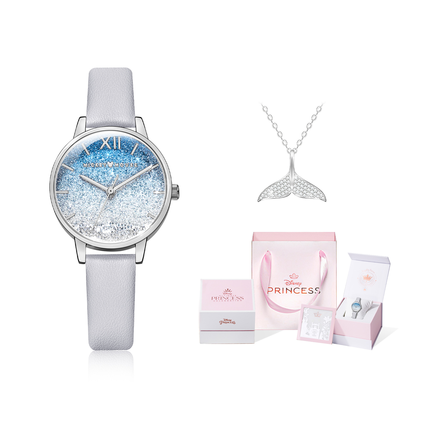 

Disney Женские часы с кварцевым механизмом на искусственной кожаной ленте и голубым циферблатом