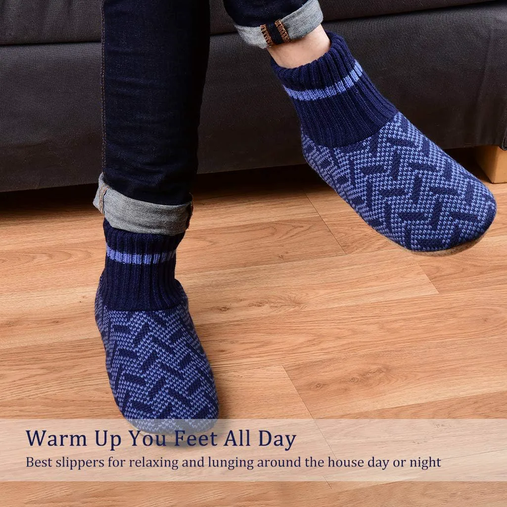 

Тапочки-носки Panda Bros мягкие, уютные, с толстой подошвой для дома, с противоскользящей подошвой для мужчин, темно-синий