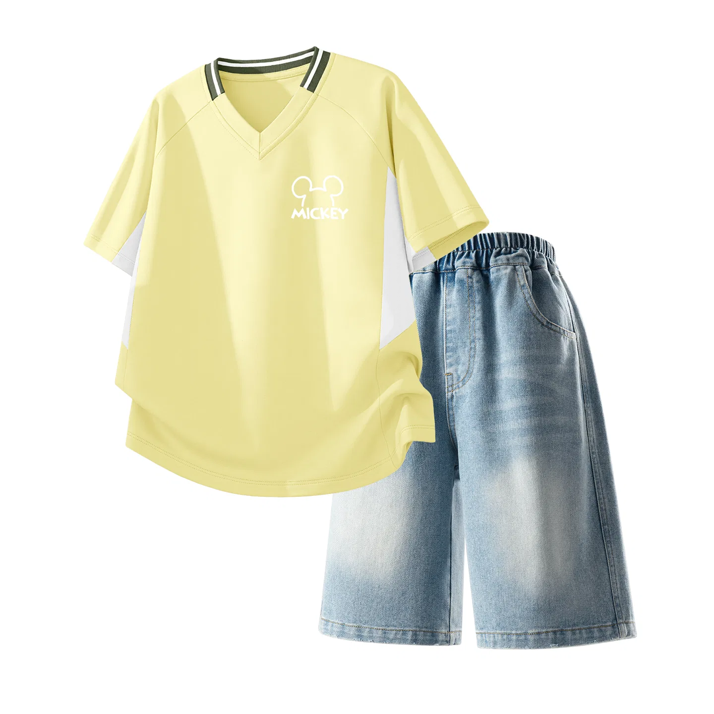 Детский спортивный костюм Casual Sportswear 2 Piece Set Disney, Children's Silicone Di Lift Eye K Pink+Solid Color Denim Blue — фото 3