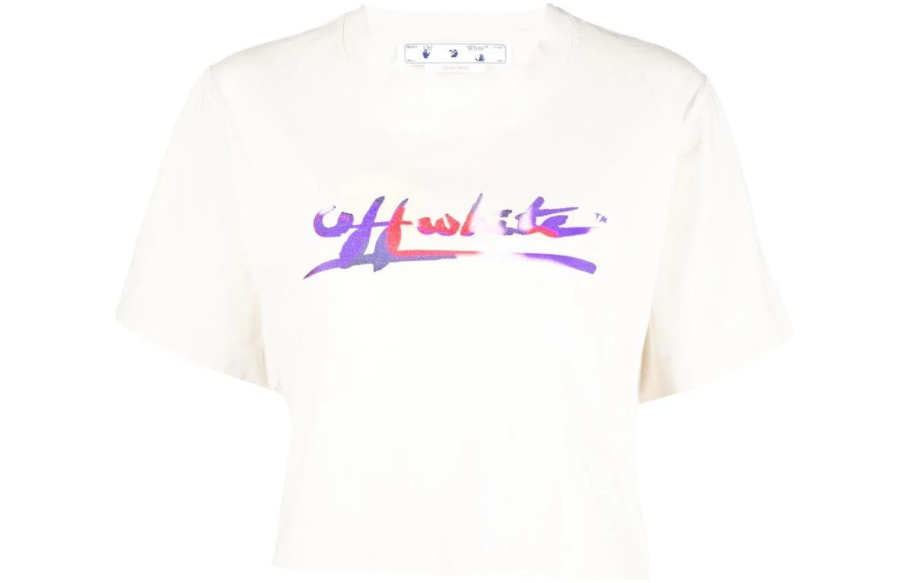 

OFF WHITE Футболка кроп с логотипом Readymade Бежевый/Фиолетовый OFF-WHITE