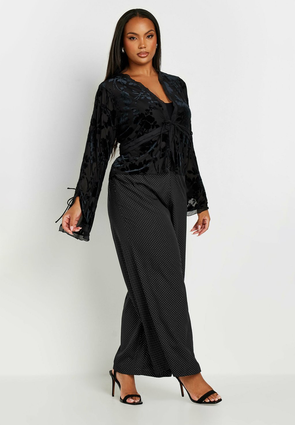 

Брюки STUD EMBELLISHED WIDE LEG Yours Clothing, черный