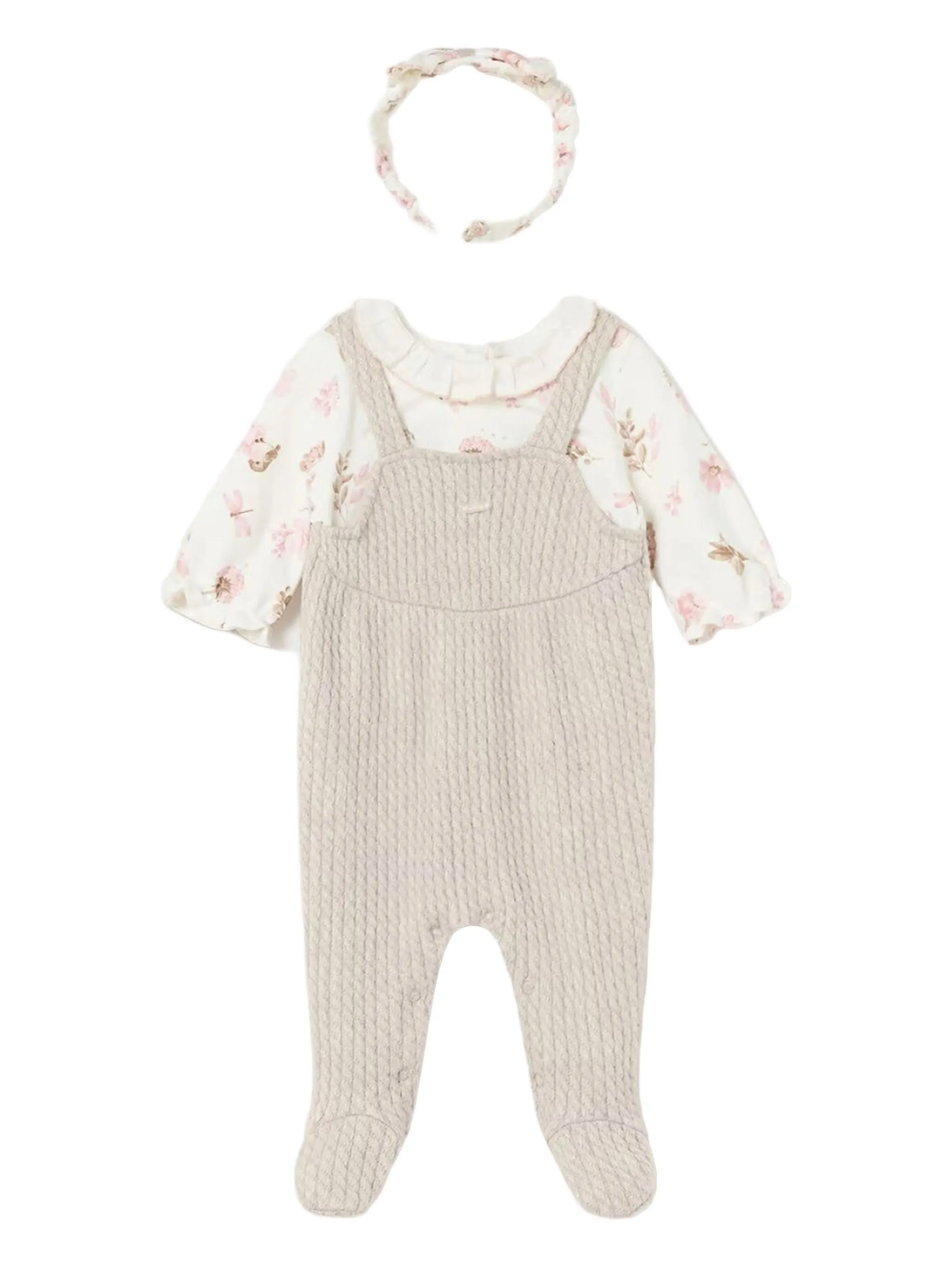 

Комплект из ромпера фактурной вязки Mayoral, бежевый