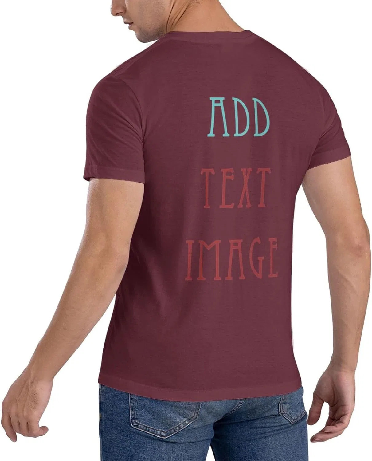 Футболка с принтом, хлопок, Customizable, Burgundy — фото 2