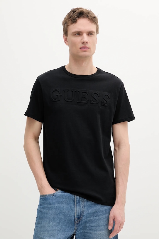 

Хлопковая футболка Guess, черный