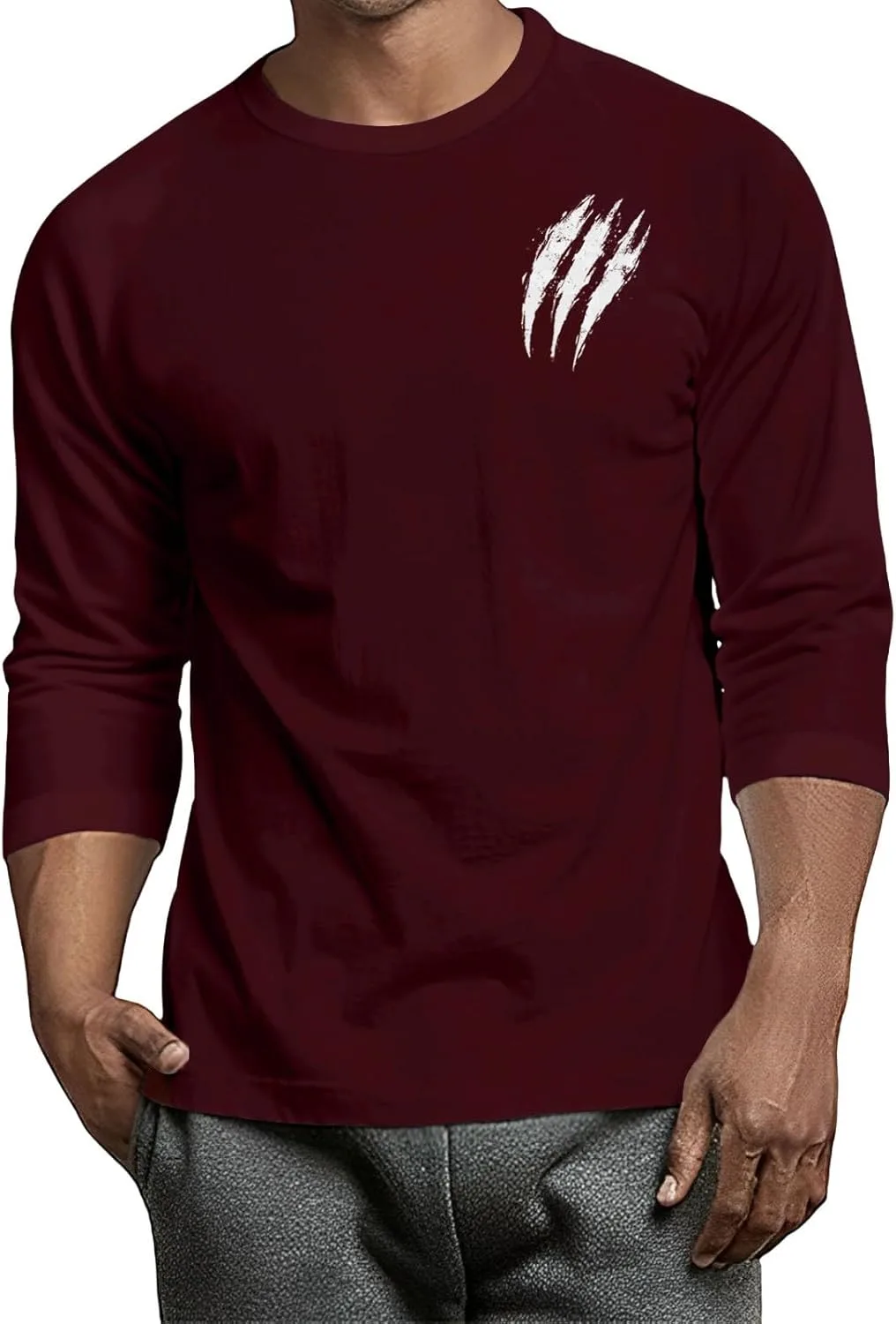 

Футболка для мужчин с принтом, 3/4 рукава, loose fit FQZWONG